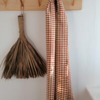 Handwoven White & Rust Houndstooth Scarf
