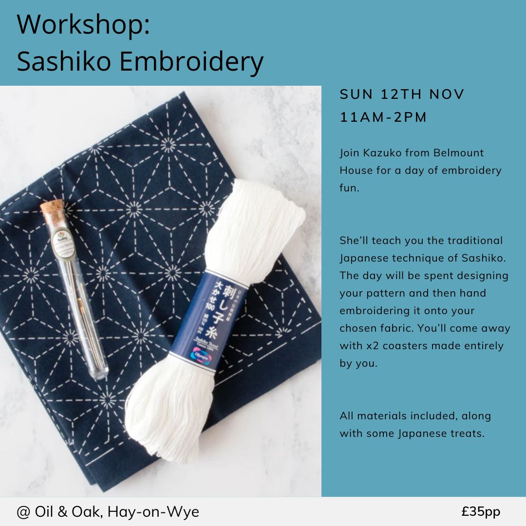 Workshop: Intro to Sashiko Embroidery